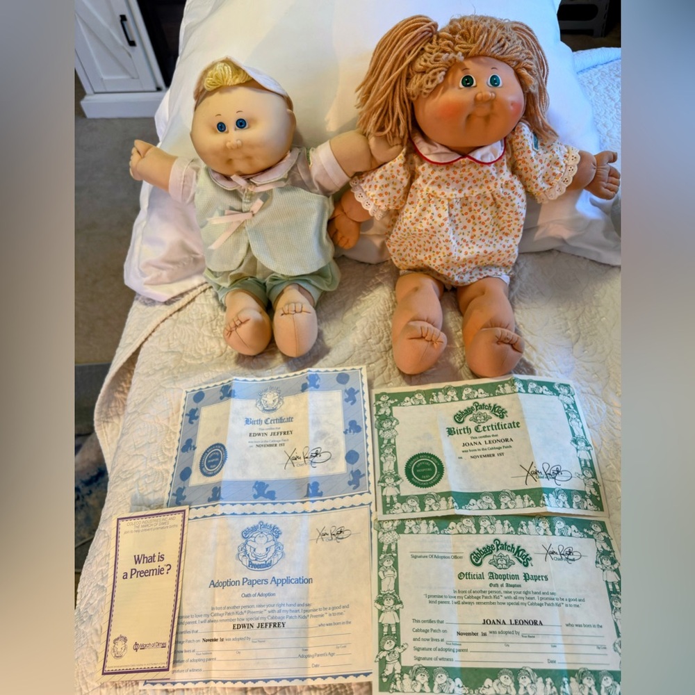 Cabbage Patch Kids Doll Set with Birth Certificates (regular sized and preemie)
